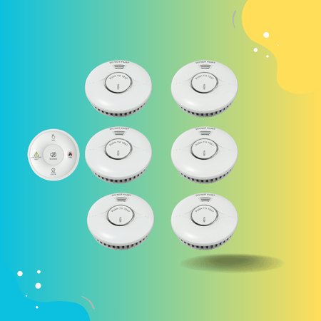 Emerald Photoelectric Wireless Interconnected Smoke Alarm, 6 Pack with Bonus Remote Control - The Smoke Alarm Store