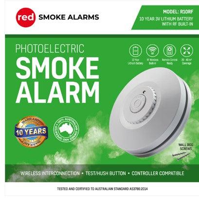 Red Smoke Alarms Wireless Interconnected Photoelectric Smoke Alarm 8 Pack with Bonus Remote Control - The Smoke Alarm Store