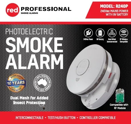 R240P 240V Hardwired Photoelectric Smoke Alarm